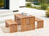 Conjunto de mesa y 2 bancos de jardín de madera de acacia BELLANO_922078