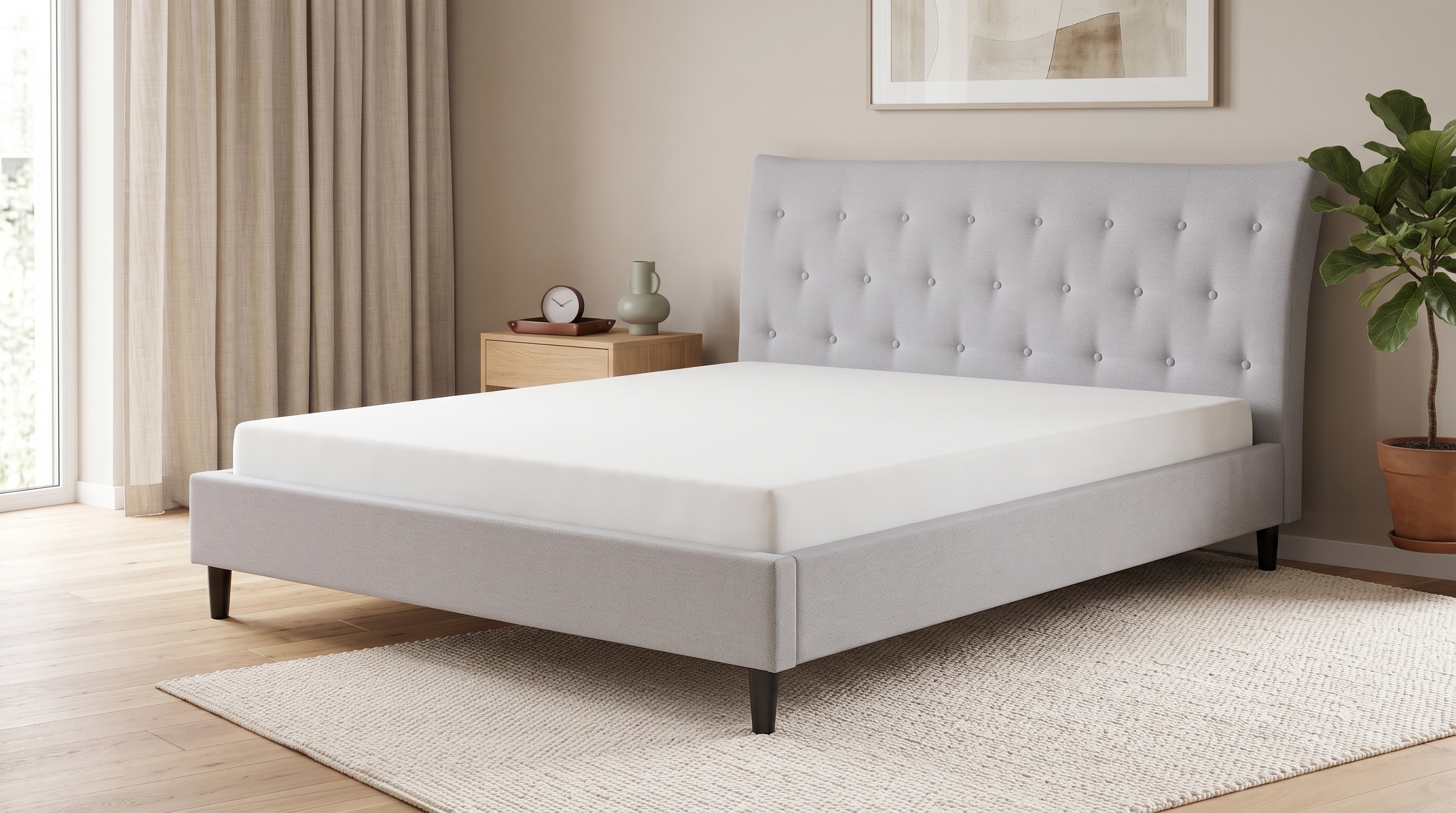Bett mit Lattenrost Stoff SAVERNE 160 x 200 cm Hellgrau_1182305
