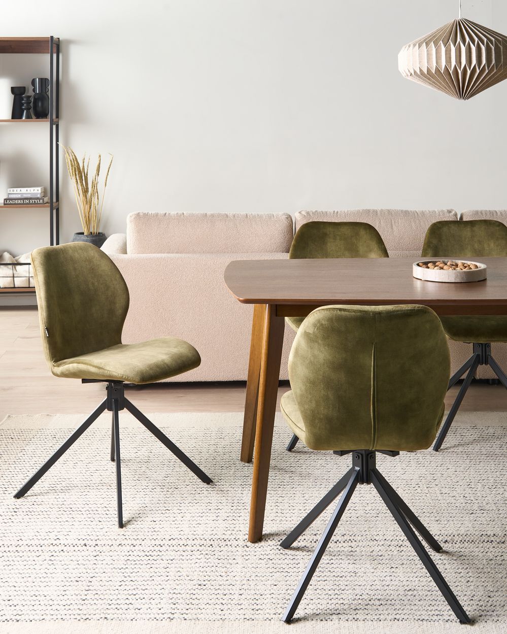 Lot de 4 chaises de salle à manger MORRISON Velours Vert