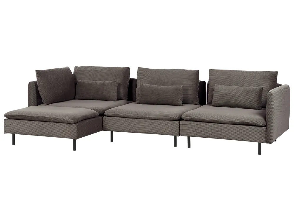 Modular Corner Sofa 3 Seater EGERIS Corduroy Dark Brown Right Hand_894267