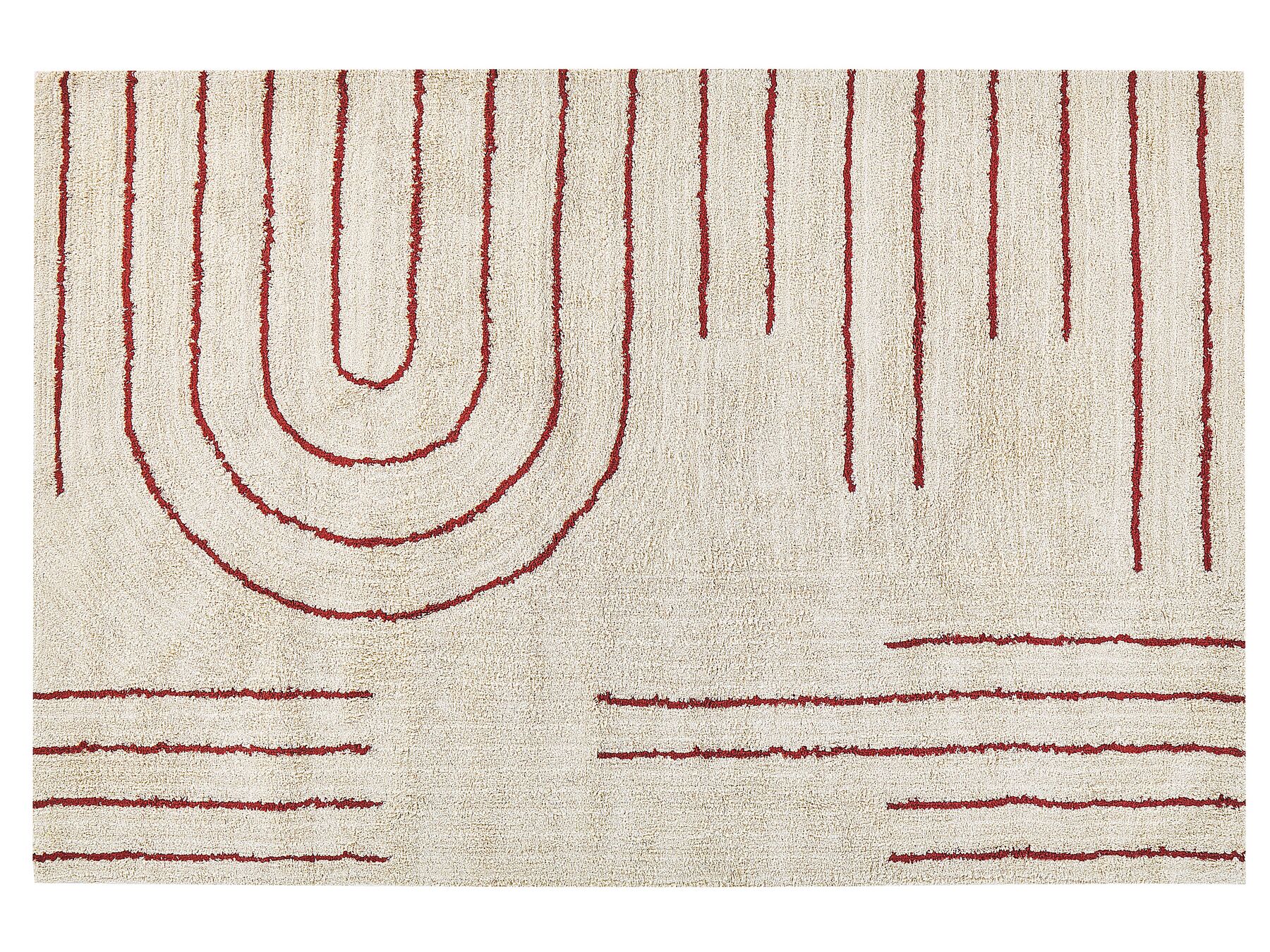 Bavlněný koberec 160 x 230 cm béžový/červený TIRUPATI_816818