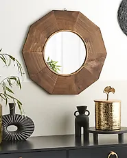 Wall Mirror ASEM 60 cm 60 cm Poplar Wood Brown_1170343