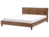 Čalúnená posteľ v imitácii kože 180 x 200 cm hnedá FITOU_710858