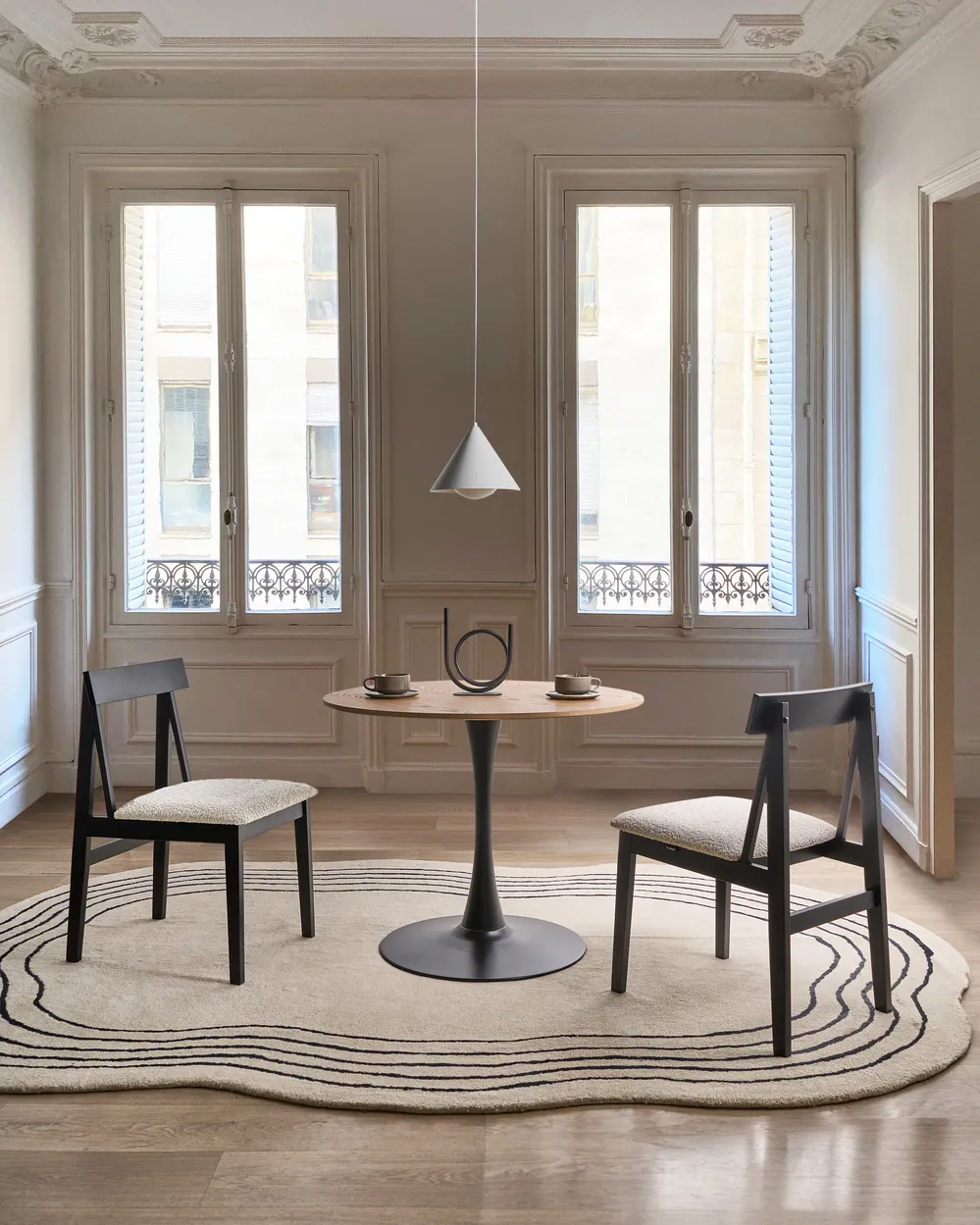 Set di 2 sedie da pranzo ISLE Legno Nero/Beige