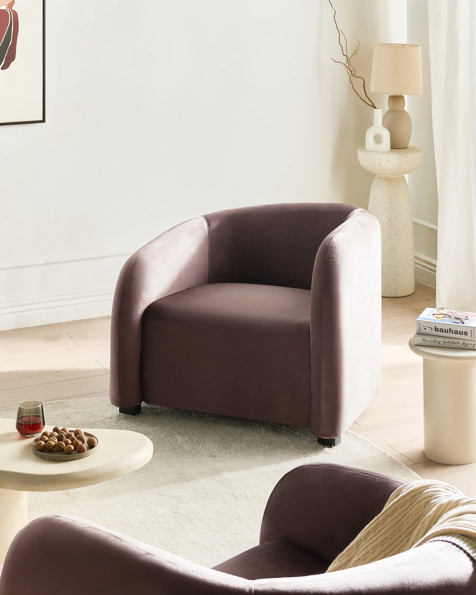 Armchair VELTADA Velvet Dark Brown_1028239