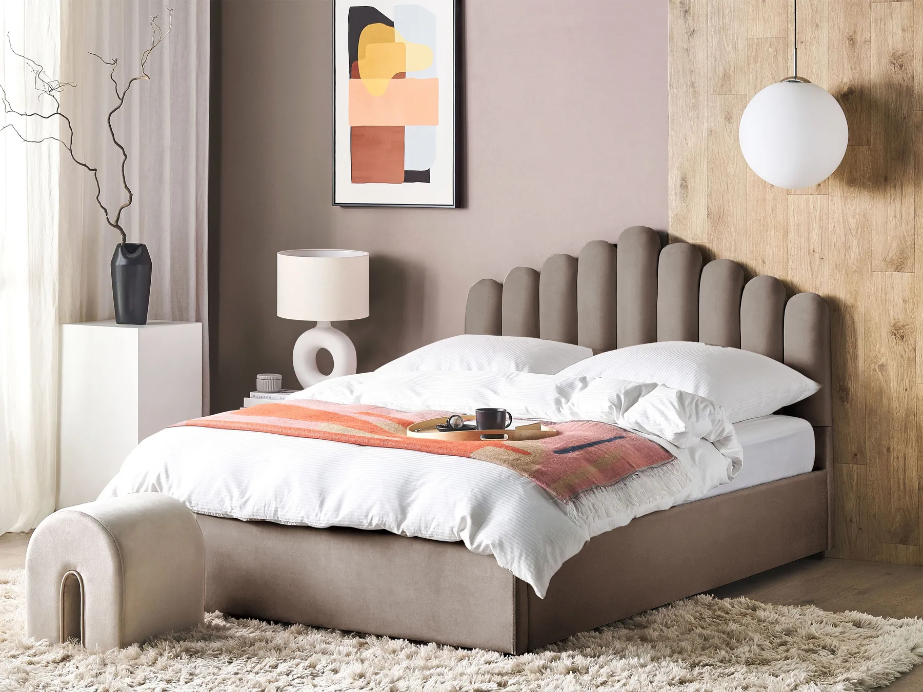 Ottoman Bed VINCENNES Velvet Taupe 180 x 200 cm (EU Super King)_817719