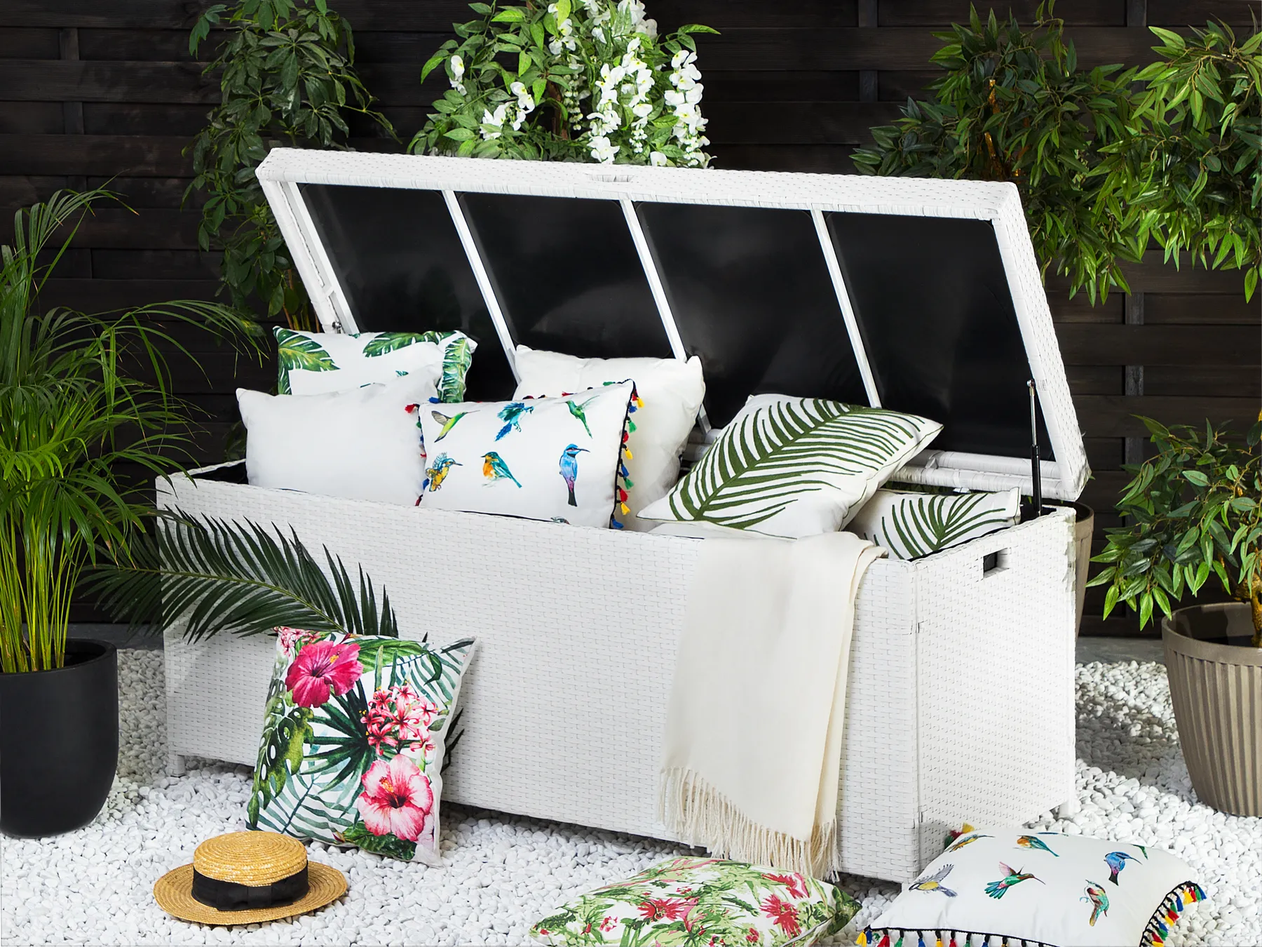 Storage Box MODENA 158 cm 63 cm PE Rattan White_739254