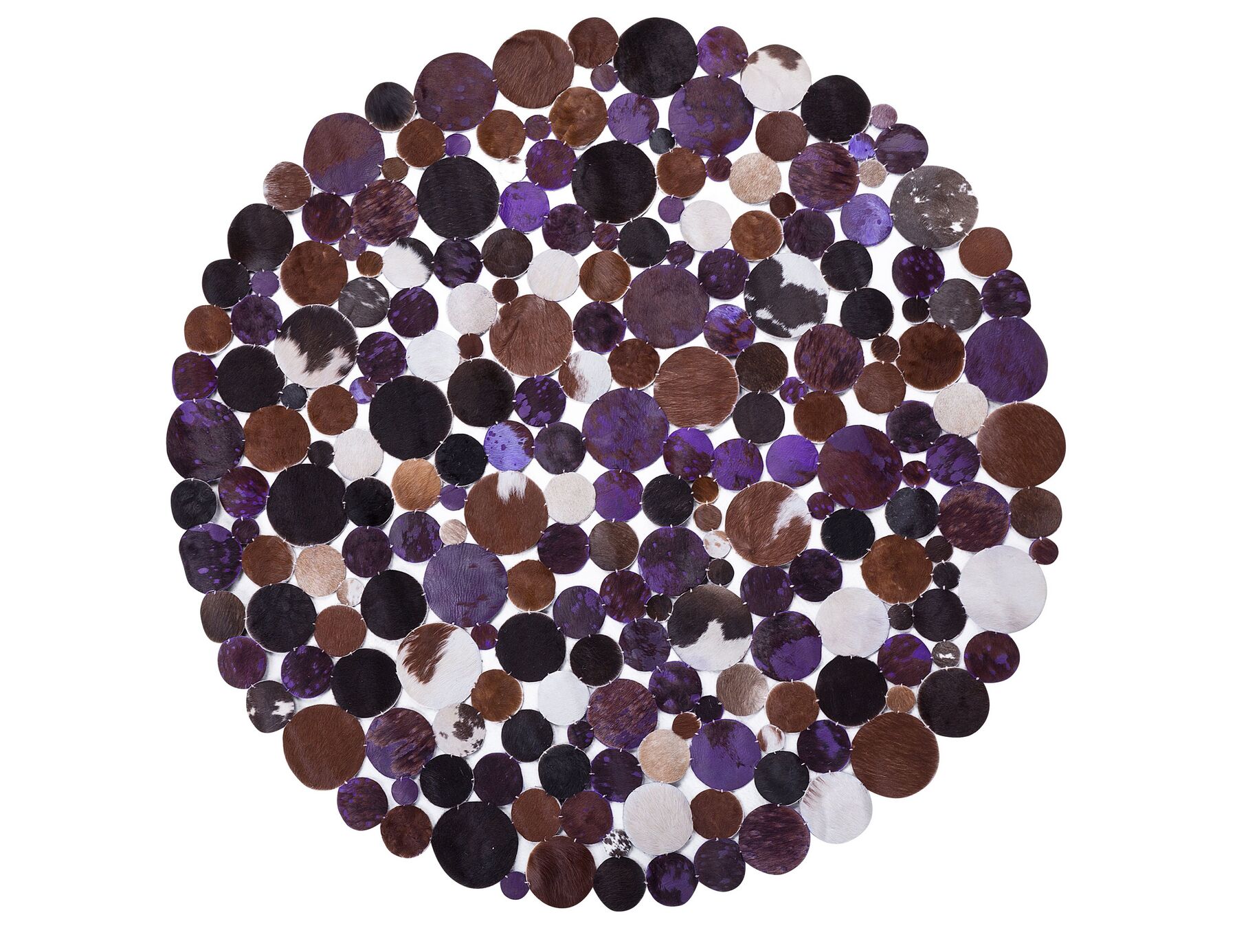 Teppich Kuhfell braun / violett ⌀ 140 cm Patchwork SORGUN_738093