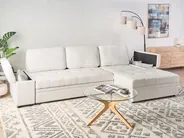 Corner Sofa Bed 3 Seater HRISEY with Storage Boucle White Left Hand_955995