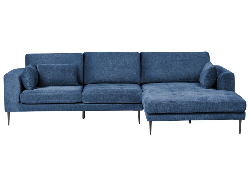 Left Hand Fabric Corner Sofa Blue FLAM Beliani