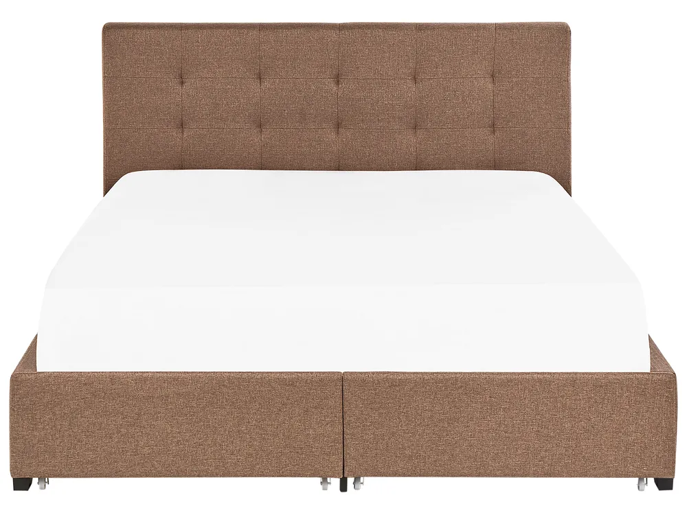 Bed with Storage Drawers LA ROCHELLE Fabric Brown 180 x 200 cm (EU Super King)_833022