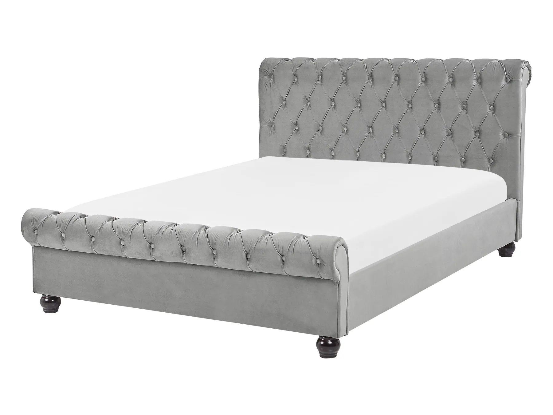 Bett mit Lattenrost Samtstoff AVALLON 140 x 200 cm Grau_743646