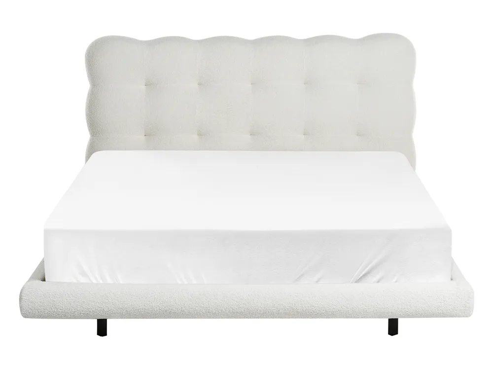 Bett mit Lattenrost Bouclé SOULISSE 140 x 200 cm Cremeweiß_1129882
