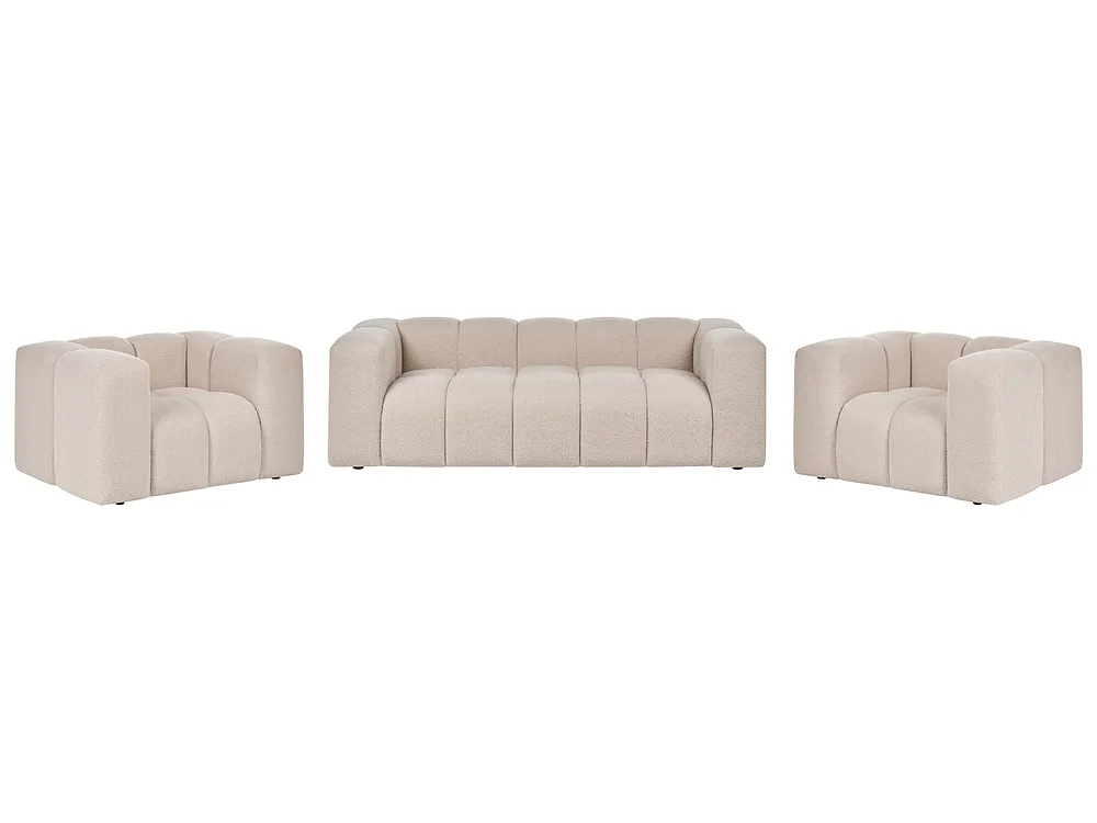 Living Room Set 5 Seater ANTOLA Boucle Beige_1161578