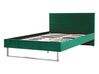 Sametová, zelená postel 140 x 200 cm BELLOU_777599