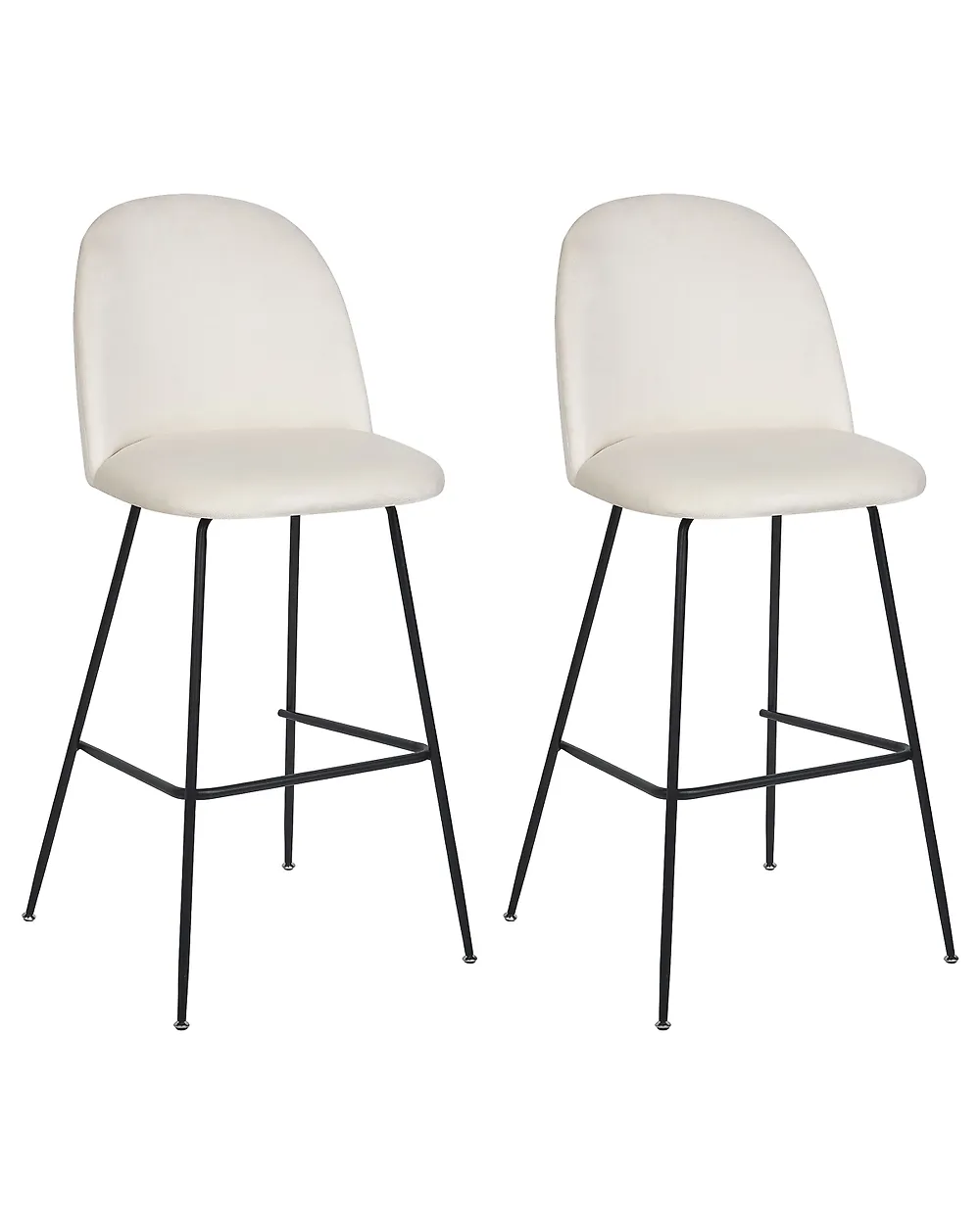 Conjunto de 2 sillas de bar ARCOLA Terciopelo Blanco crema_1185023