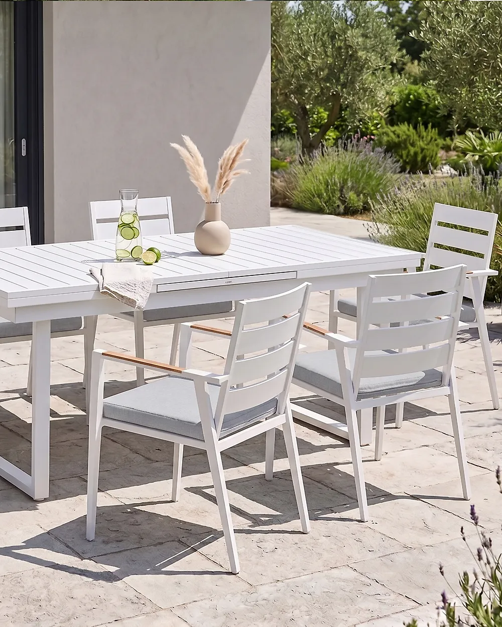 Lot de 6 chaises de jardin avec coussins TAVIANO Métal Gris_1175774