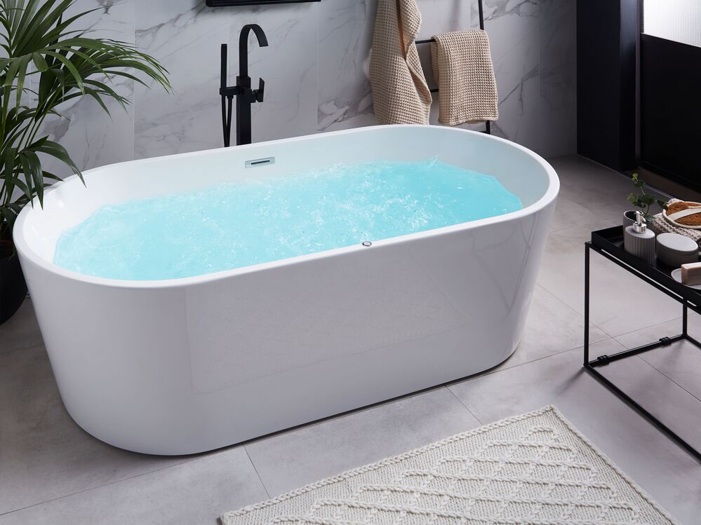 Wanna wolnostojąca LED z hydromasażem HAVANA 170 x 80 cm Biały