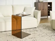 Side Table LOURDES Tempered Glass Brown_1009509