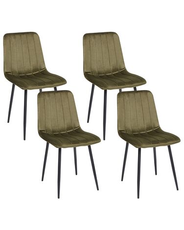 Lot de 4 chaises de salle à manger en velours vert olive KALISPELL