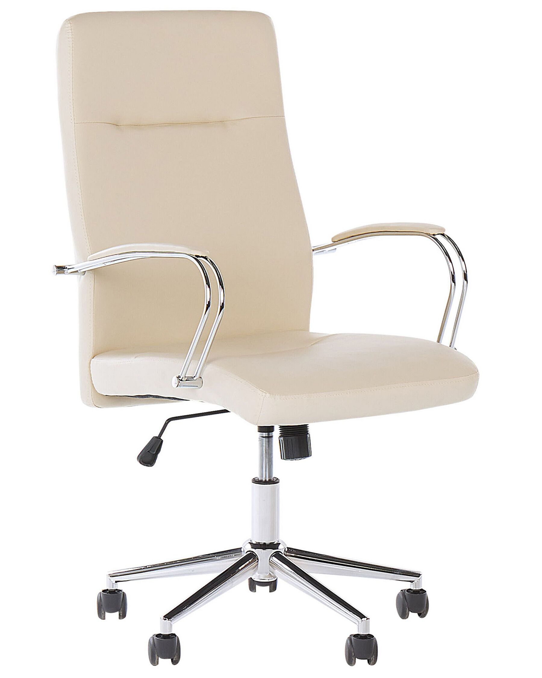 Silla de oficina reclinable de piel sintética beige/plateado OSCAR_812060