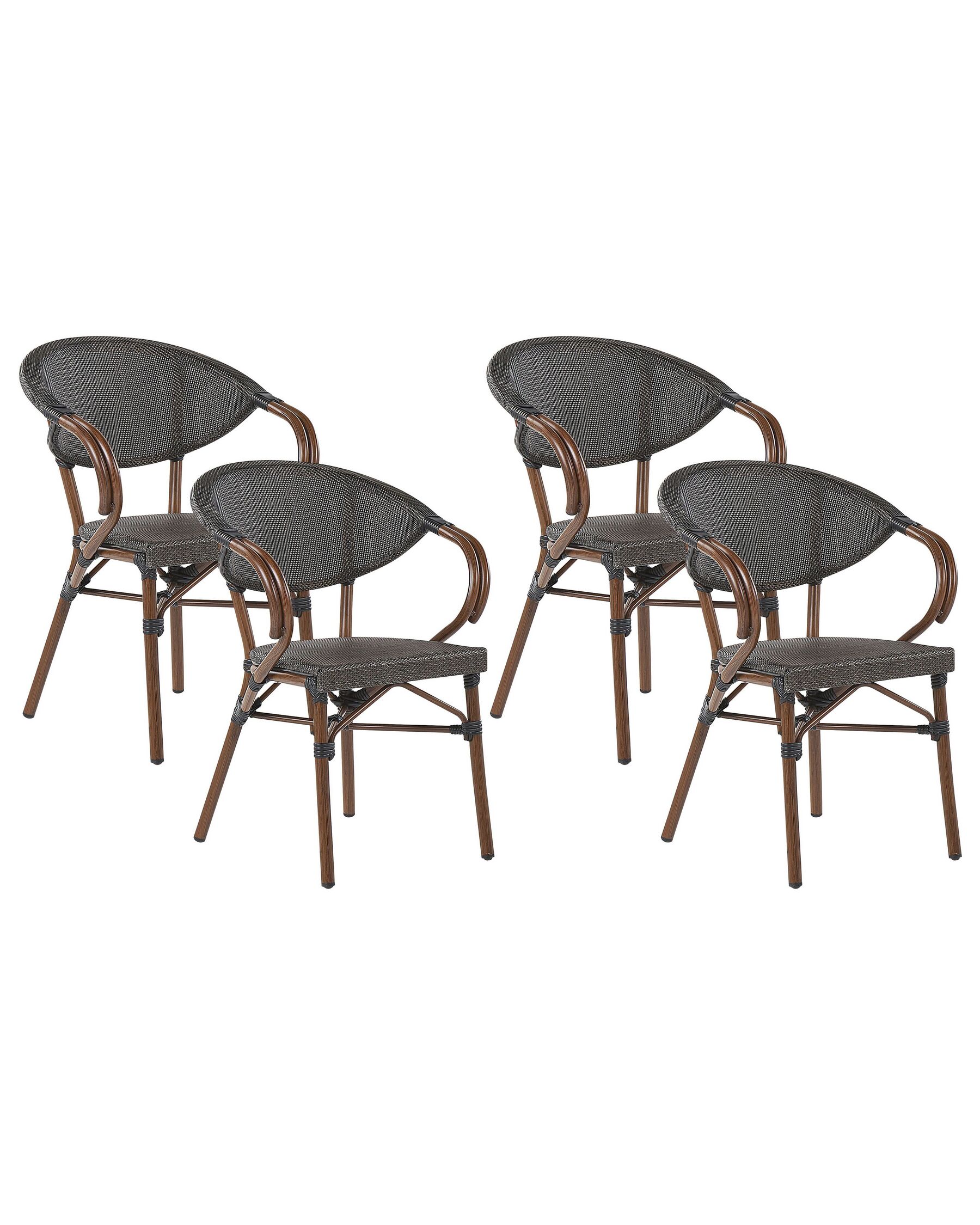Sötétbarna és szürke kerti szék négydarabos szettben CASPRI_799030
