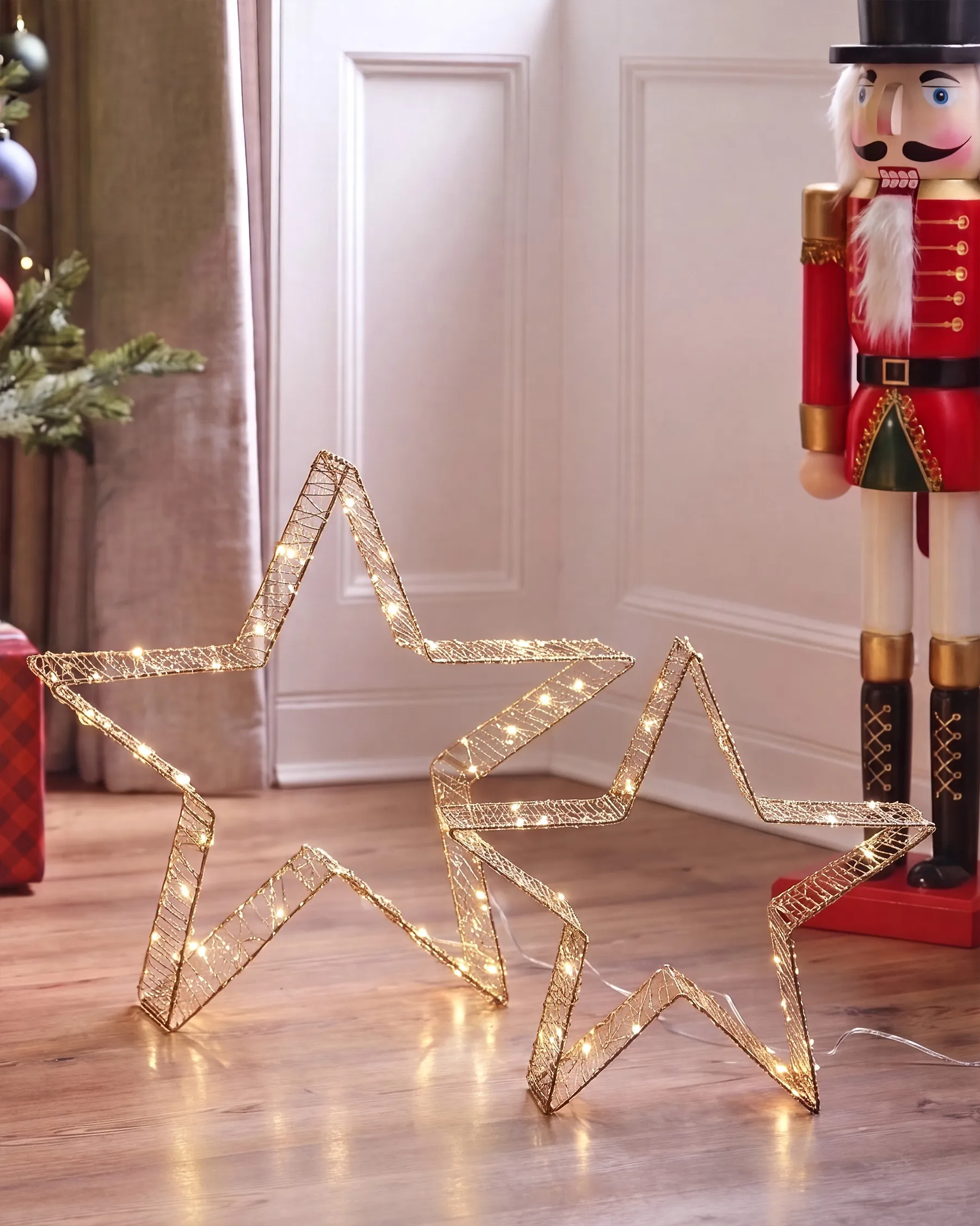 Lot de 2 décorations de Noël LED ITALLA 30/38 cm Étoile Doré_1163740