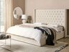 Zamatová posteľ s úložným priestorom 180 x 200 cm krémová biela LUBBON_882121