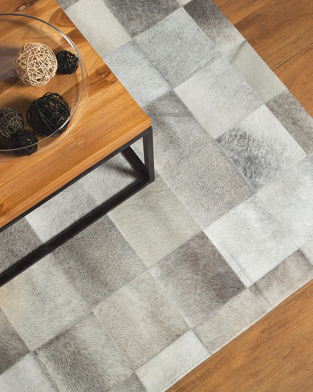 Rug ALACAM Grey 160 x 230 cm Leather