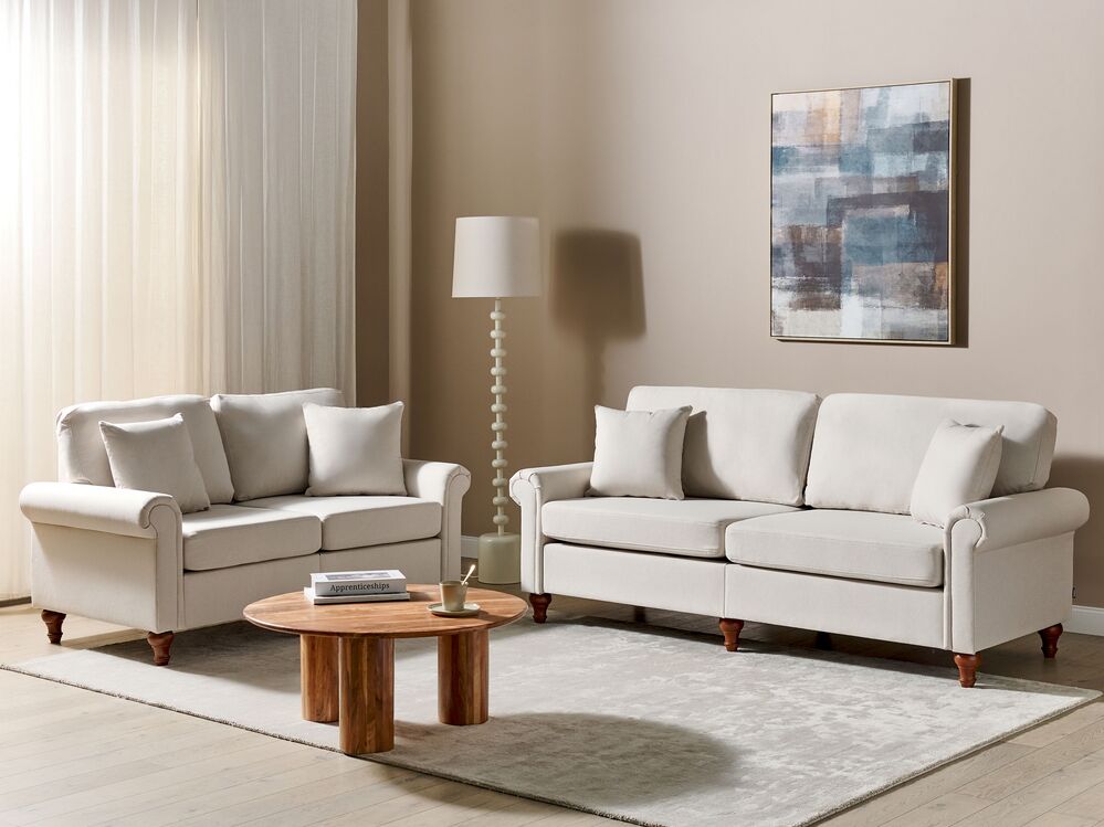 Ensemble de salon 5 places GINNERUP Tissu Beige clair