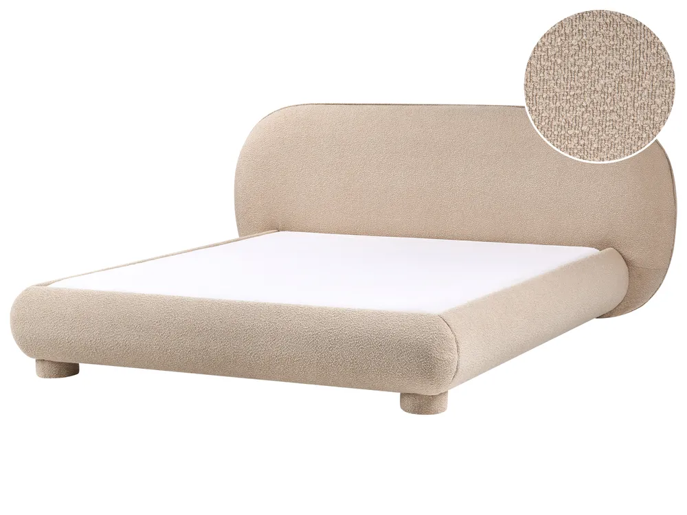 Bed Boucle BAYEL 160 x 200 cm (EU King Size) Taupe
