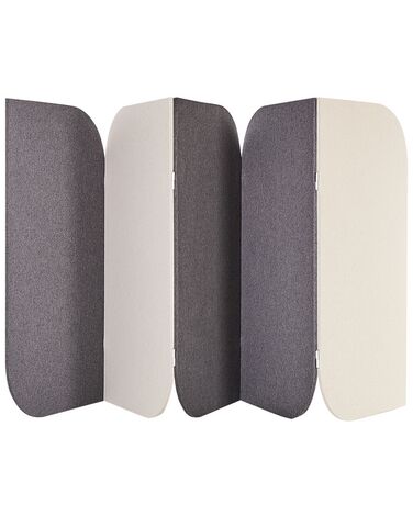 Acoustic 5 Panel Room Divider 400 x 160 cm Grey and Beige SHADY