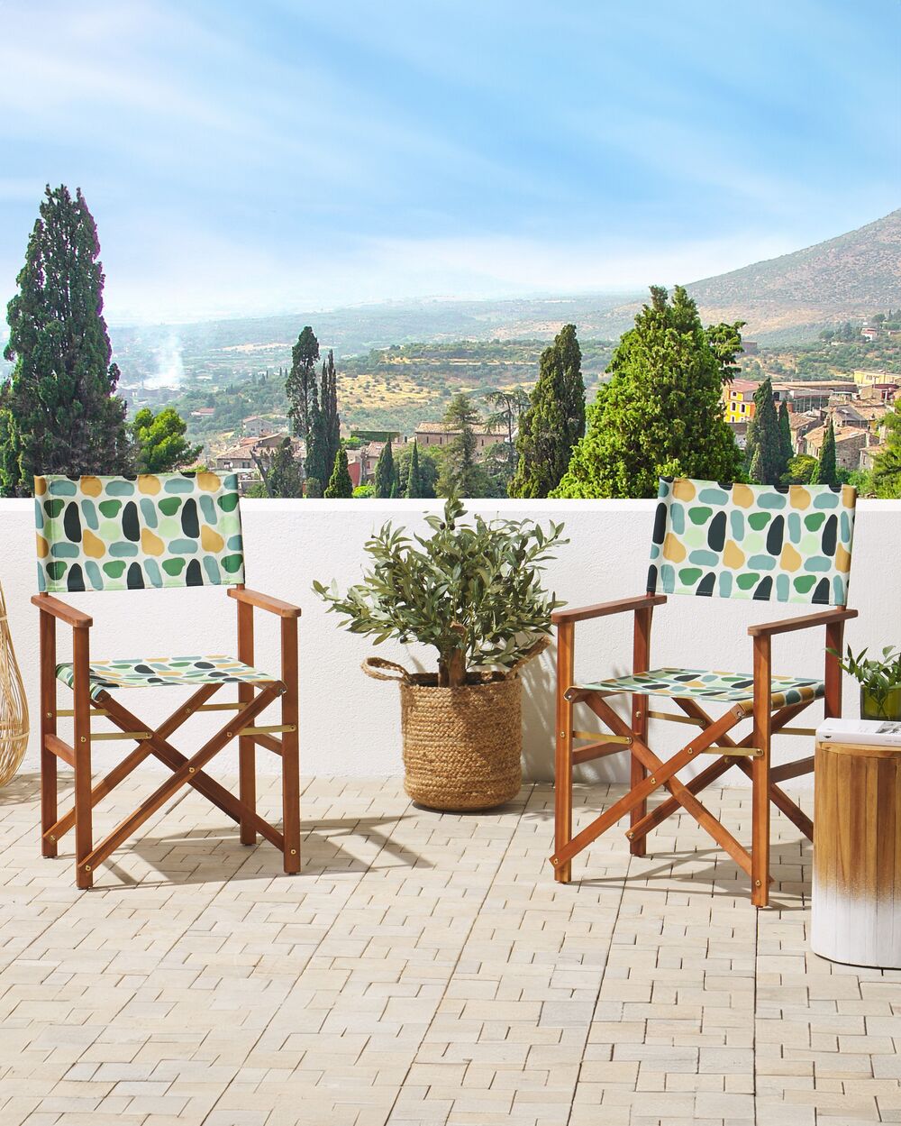 Set of 2 Garden Chairs CINE Acacia Wood Multicolour