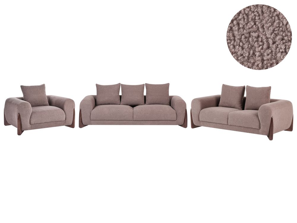 Set da salotto 6 posti VINLIDEN Bouclé Marrone
