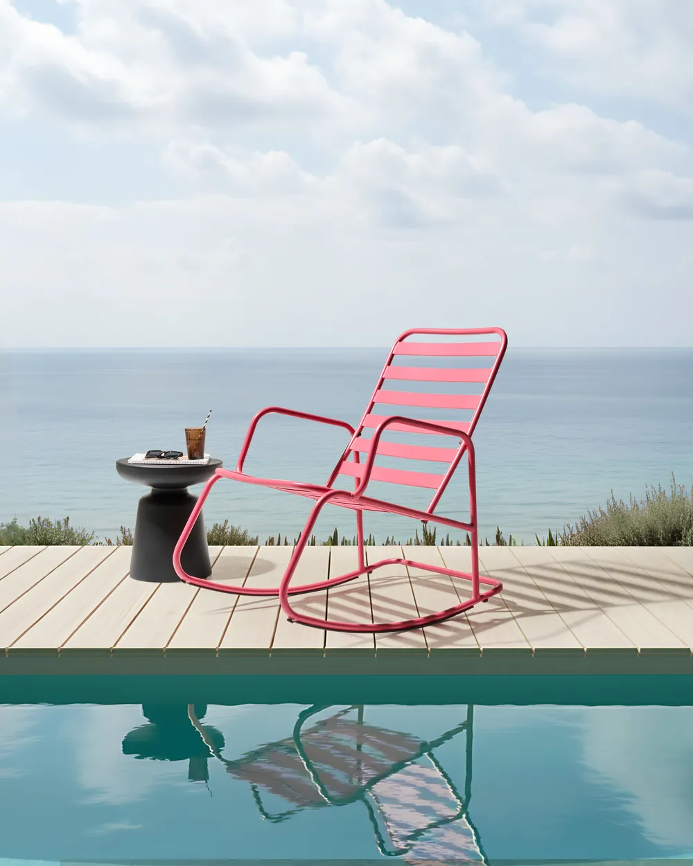 Garden Rocking Chair TURI Metal Pink