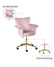 Schreibtischstuhl VELENCIA Samtstoff Pastellrosa_1065148