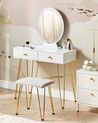 2 Drawers Dressing Table with LED Mirror and Stool White and Gold CAEN_844955