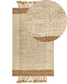 Teppich Jute sandbeige 80 x 150 cm geometrisches Muster Kurzflor DEDEMLI_847547