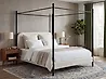 Cama con dosel Bouclé DANNEMOIS 180 x 200 cm Blanco crema