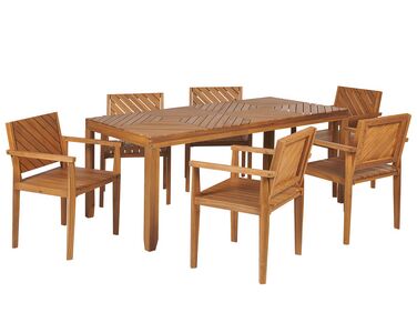 Zestaw ogrodowy drewniany stół i 6 krzeseł jasny BARATTI
