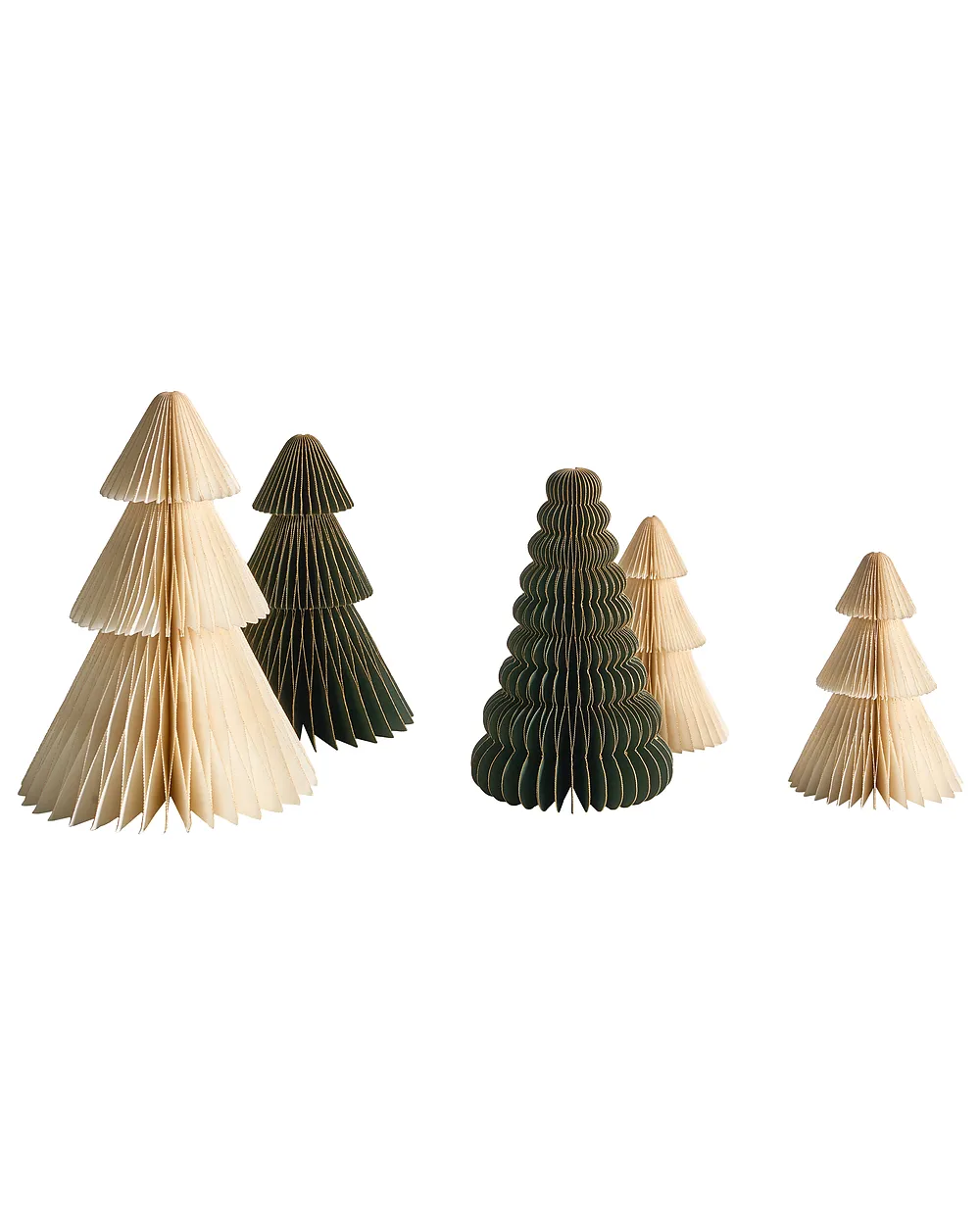 Conjunto de 5 decoraciones de Navidad VORMA 25 cm Árbol de Navidad Beige/Verde
