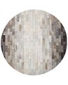 Kulatý kožený patchworkový koberec ⌀ 140 cm hnědý a béžový DUTLAR_787143