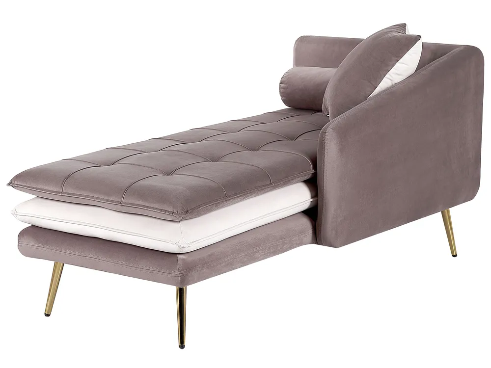 Chaise longue versione sinistra GONESSE Velluto Marrone chiaro_787796
