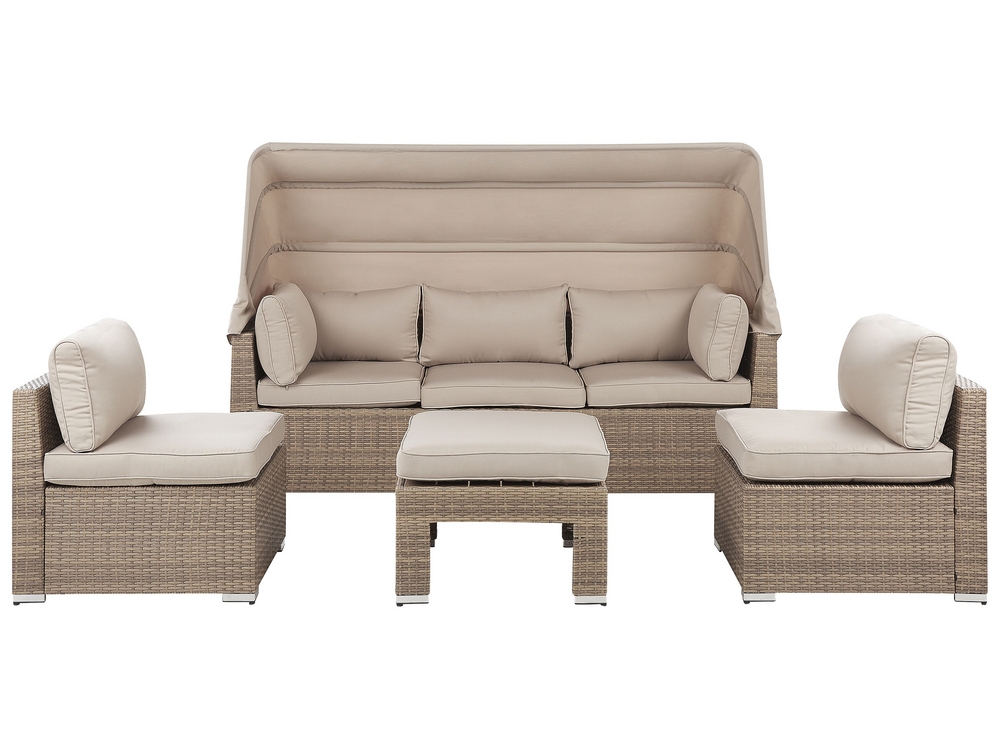 Lounge Set COCCOLIA PE Rattan Beige 5 Seater Beliani