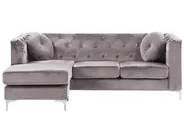 Corner Sofa 3 Seater FLEN Velvet Grey Right Hand_767485