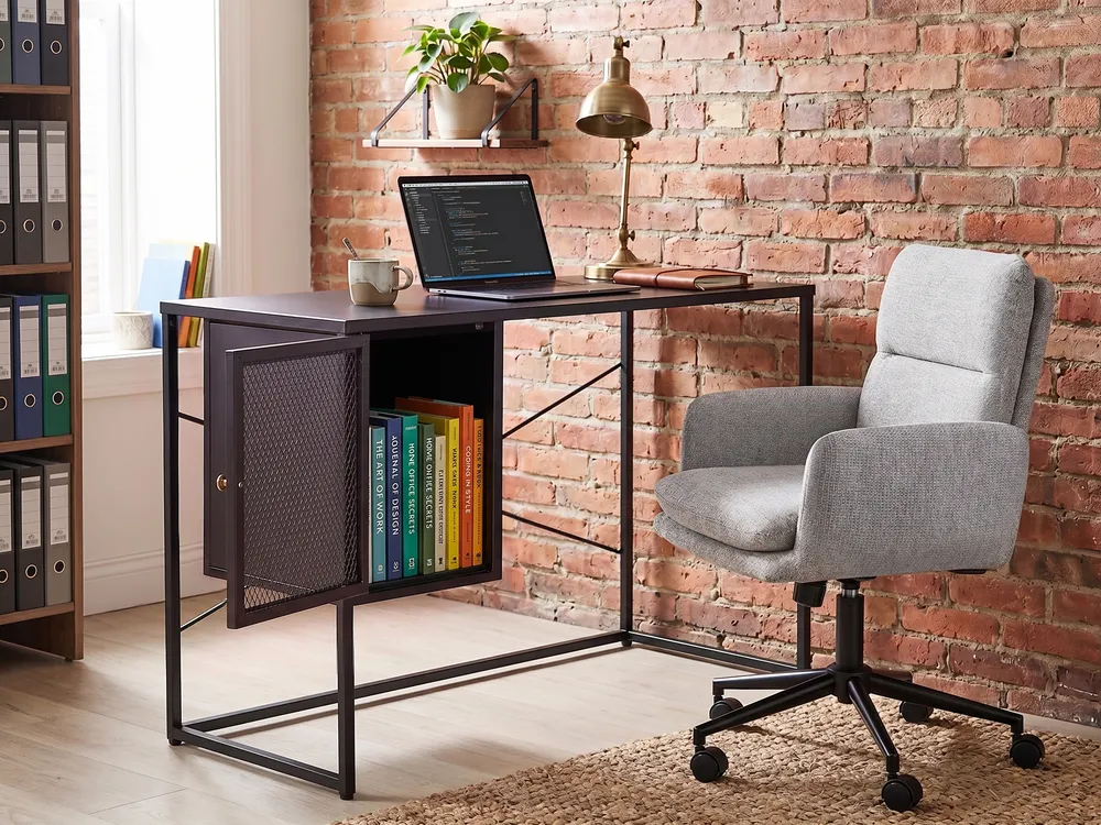 Home Office Desk HARJO 100 cm 50 cm with Storage Black_1073024