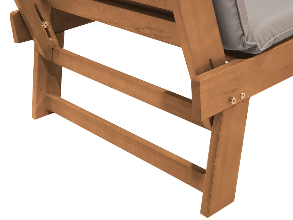 Ławka ogrodowa z poduchą PORTICI 210 cm Drewno eukaliptusowe Jasny brąz/ beżowoszary_837486
