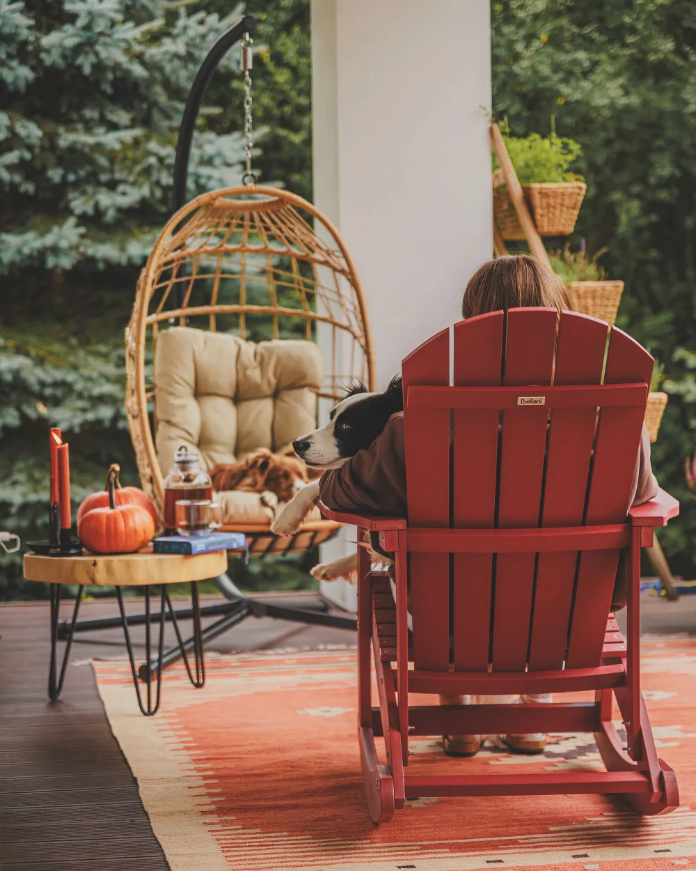 Sedia a dondolo da giardino ADIRONDACK Rosso_1179189