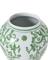 Wazon z pokrywką MONDRAGON 37 cm Porcelana Biały/ zielony_1052913
