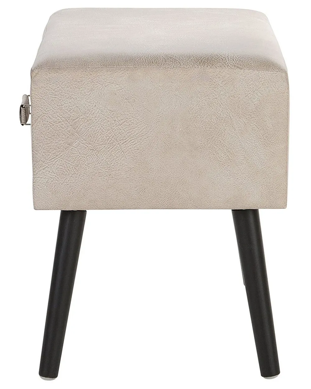 1 Drawer Bedside Table EUROSTAR Faux Leather Beige_719752